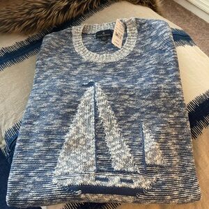 Brooks Brothers Blue and White Knit Sweater